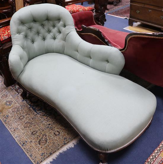 A Victorian button back chaise longue W.155cm